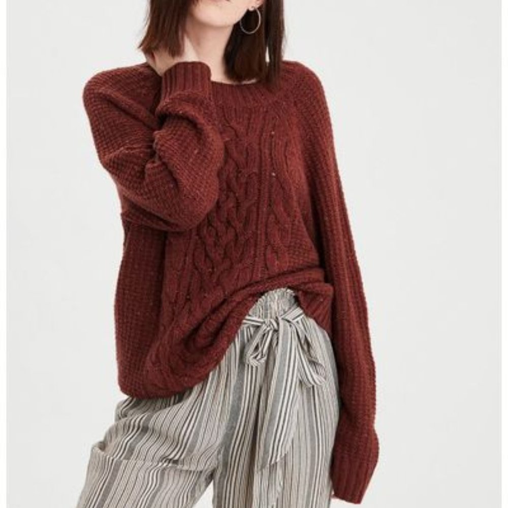 AE Cable Knit Crew Neck Sweater